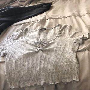 grey ribbed crop top